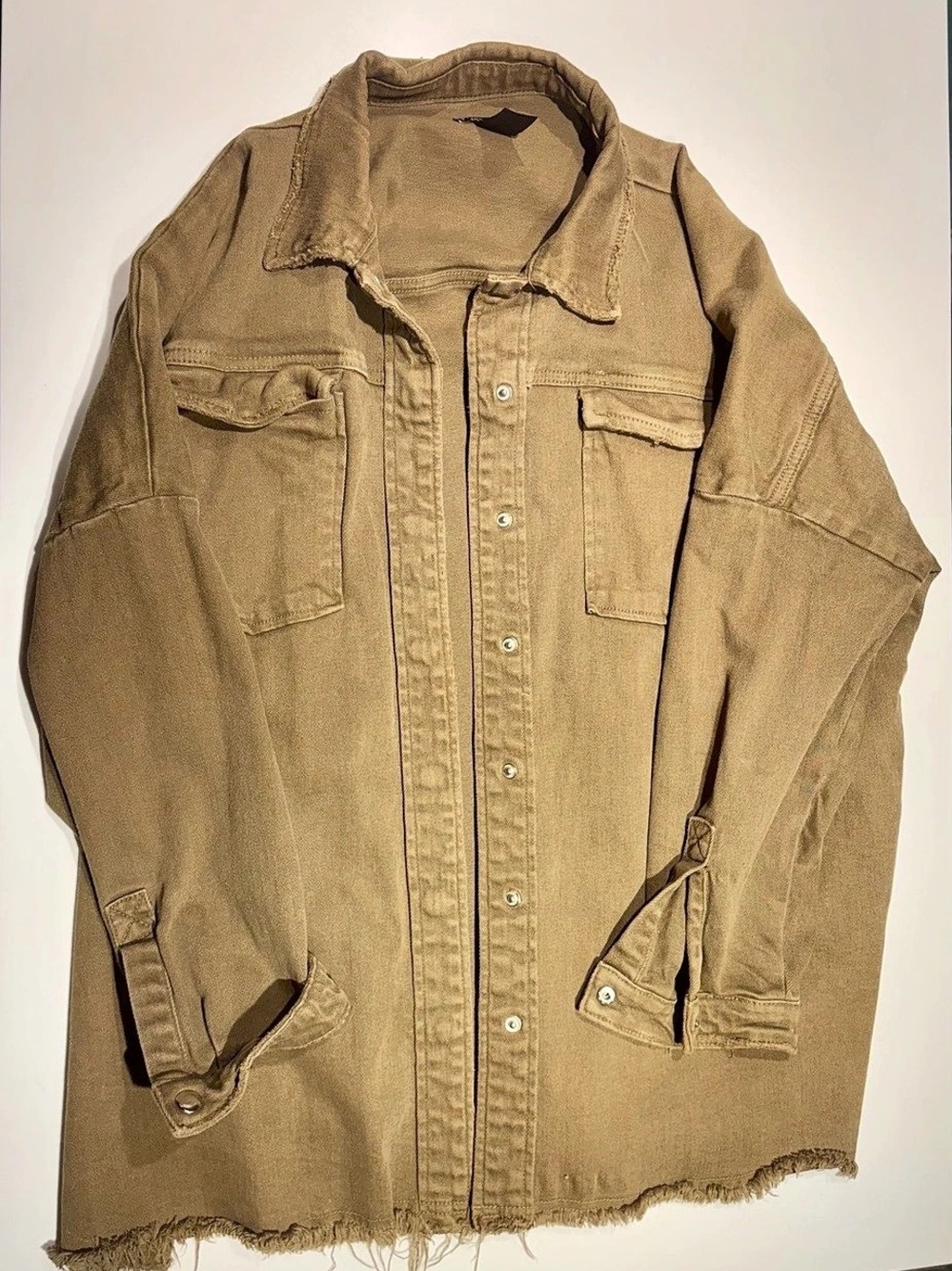 Fashion Nova Distressed Women’s Utility Jacket in olive green no size